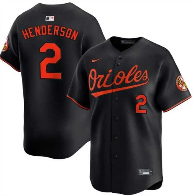 Mens Baltimore Orioles #2 Gunnar Henderson Black Alternate Limited Stitched Jersey Dzhi->baltimore orioles->MLB Jersey
